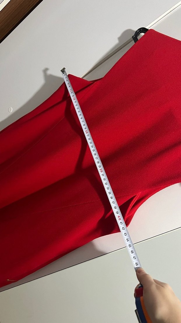 Kırmızı Fermuarlı Kolsuz Kalem Elbise - Görsel 5