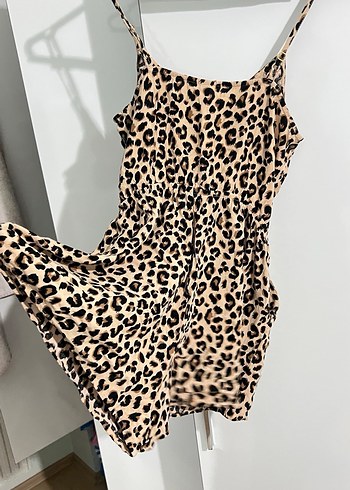 Leopar Desenli Kemerli Mini Tulum - Görsel 4