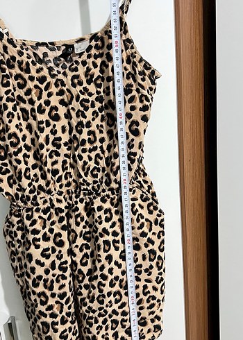 Leopar Desenli Kemerli Mini Tulum - Görsel 5