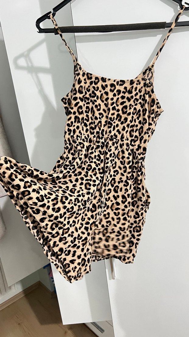 Leopar Desenli Kemerli Mini Tulum - Görsel 4