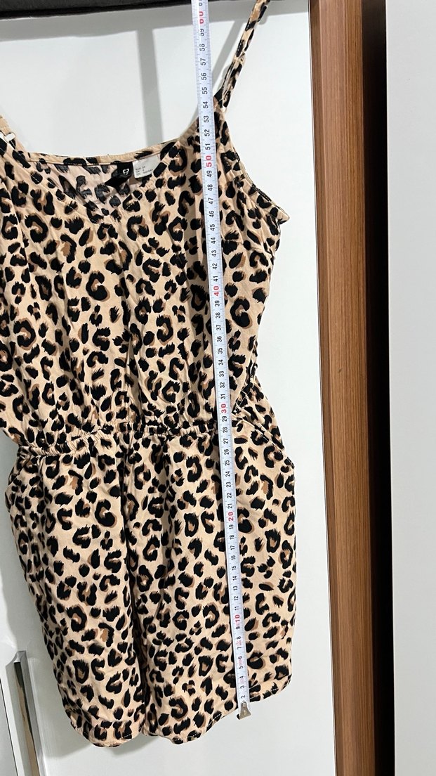 Leopar Desenli Kemerli Mini Tulum - Görsel 5