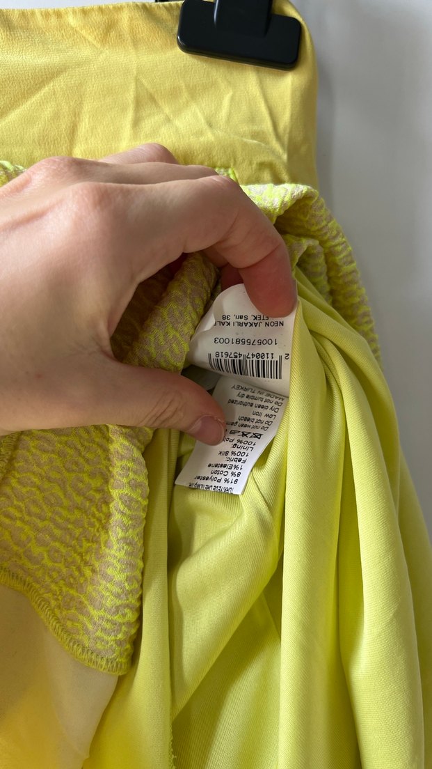 Neon sarı jakarlı kalem etek beymen club - Görsel 4