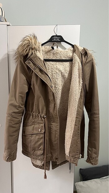 Kapşonlu yünlü mont h&m s beden - Görsel 2