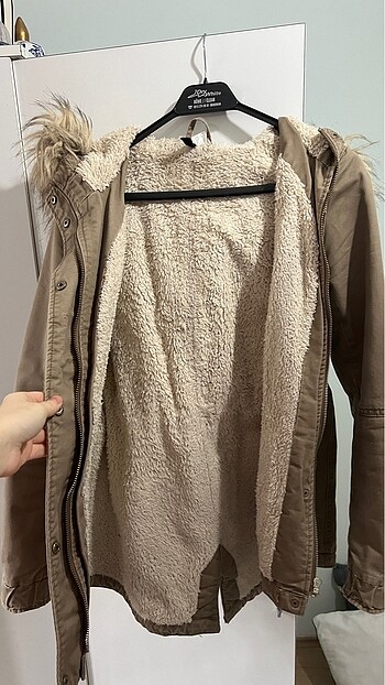 Kapşonlu yünlü mont h&m s beden - Görsel 3