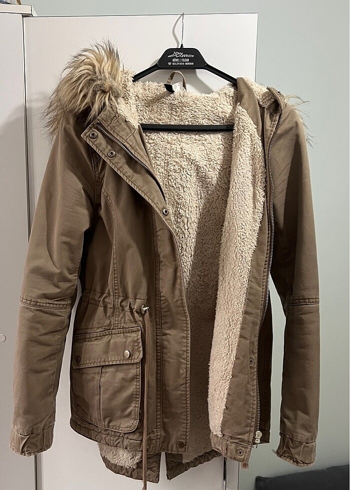 Kapşonlu yünlü mont h&m s beden - Görsel 2