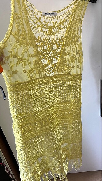 Bacıo azzurro sarı dantelli plan elbisesi - Görsel 6