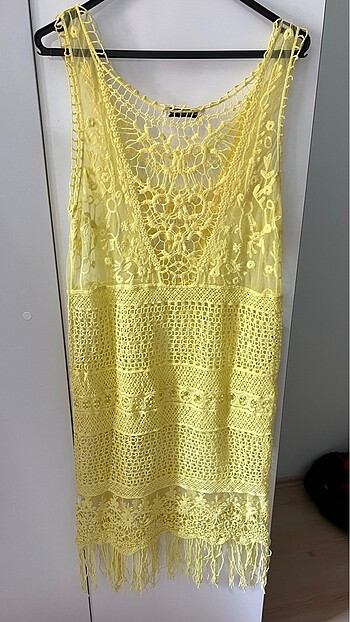 Bacıo azzurro sarı dantelli plan elbisesi - Görsel 7