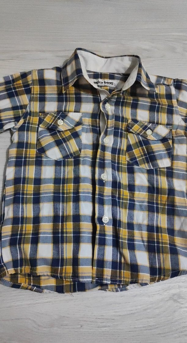 Erkek Çocuk Sarı Ekose  Uzun Kollu Gömlek takım - Görsel 2