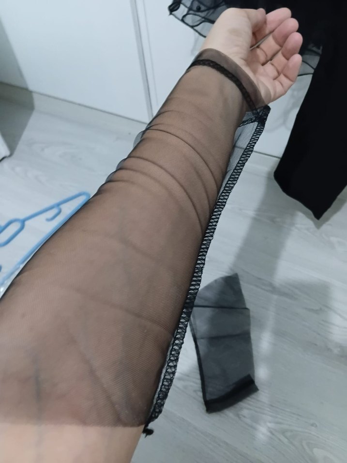 Kız Çocuk Siyah Nakışlı Fırfırlı Elbise - Görsel 5