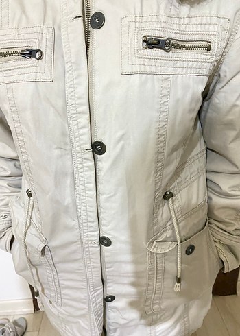 Bej Düğmeli Midi Kadın kaban - Görsel 3