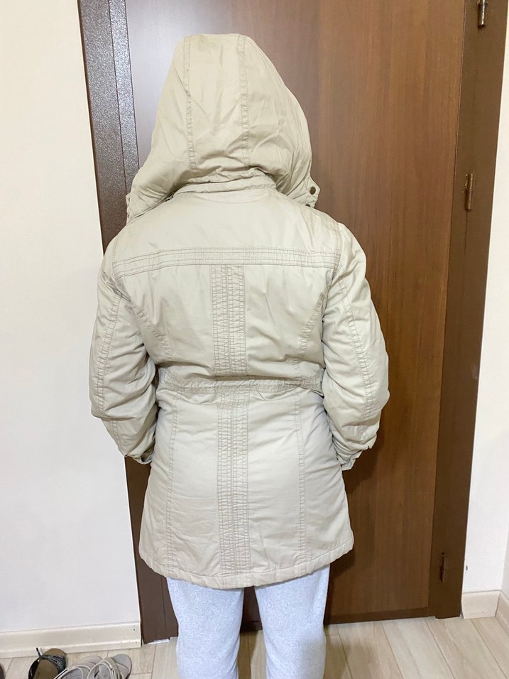 Bej Düğmeli Midi Kadın kaban - Görsel 2