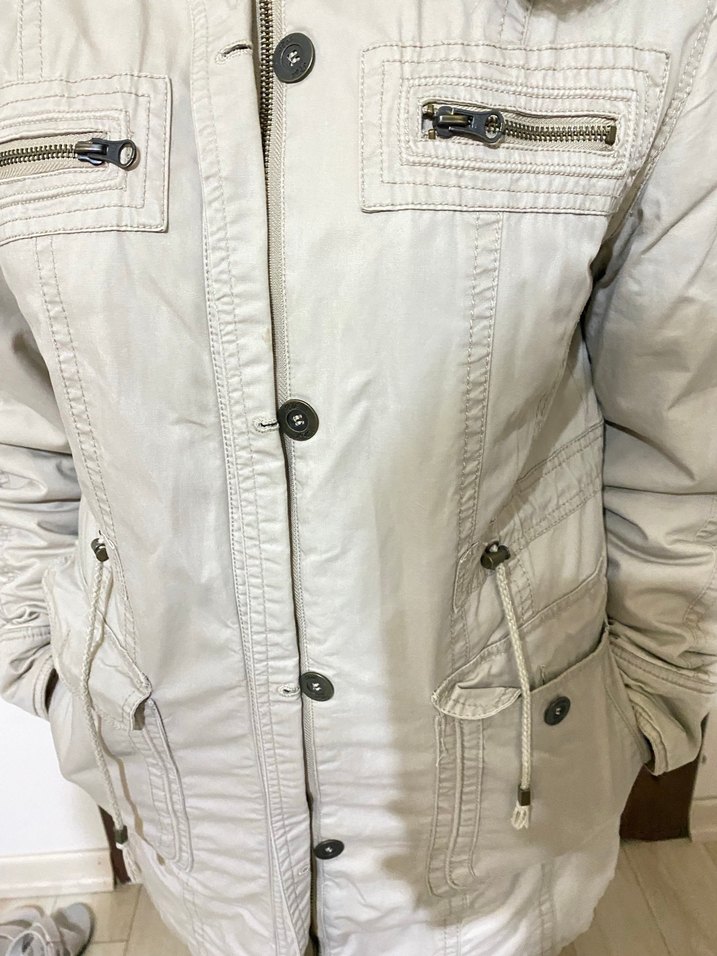 Bej Düğmeli Midi Kadın kaban - Görsel 3