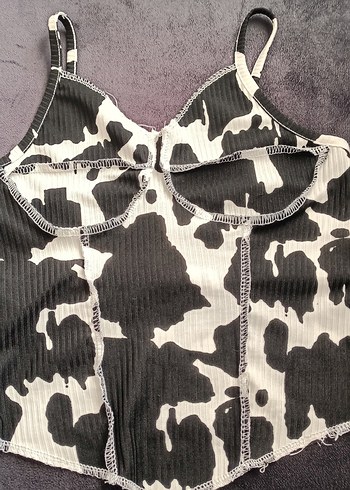 Siyah Beyaz Zebra Desenli Dantel Detaylı Büstiyer - Görsel 5