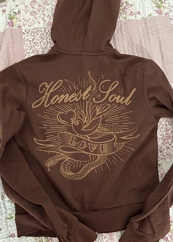 H&M Kapüşonlu Kahverengi Sweatshirt