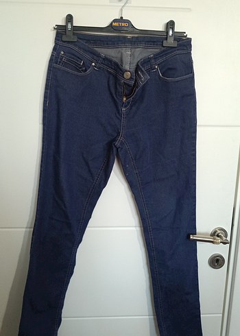Düğmeli Lacivert Kadın Denim Jean