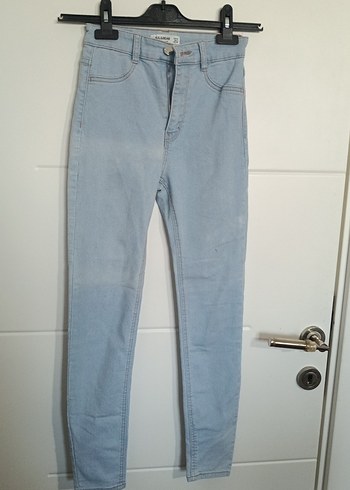 Mavi Pastel Renk Dar Kesim Kadın Kot Pantolon