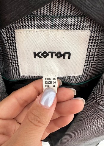 Gri Kareli Düğmeli Ofis Ceketi - Görsel 6