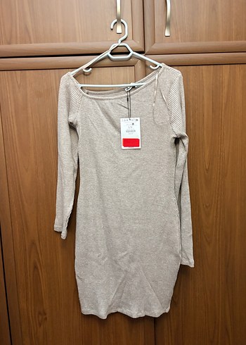 Bershka Bej U Yaka Minimal Elbise