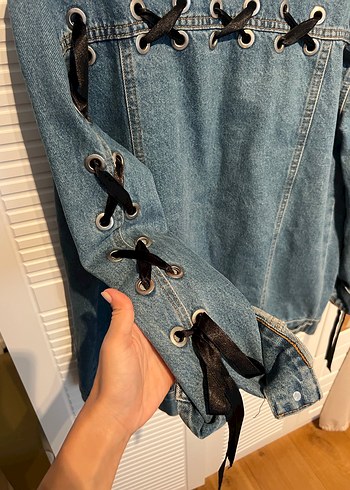 Dilvin Fiyonklu Mavi Denim Ceket