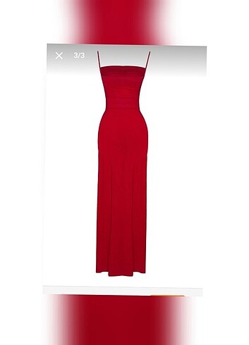 Alfabeta Yırtmaçlı kırmızı elbise