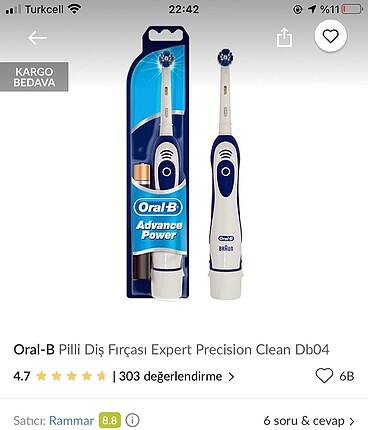 Oral-b pilli diş fırçası