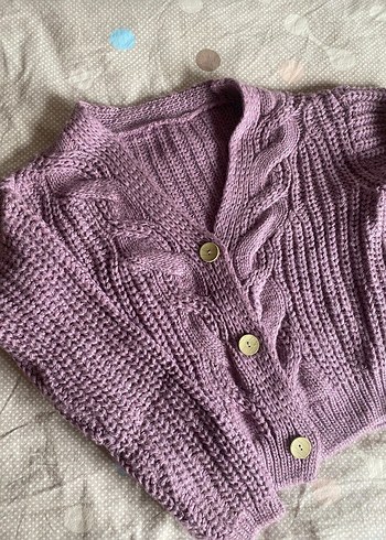 Mor Örgü Kadın Hırka - Görsel 2