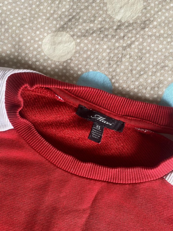 Kırmızı Mavi Baskılı Kadın Sweatshirt - Görsel 3