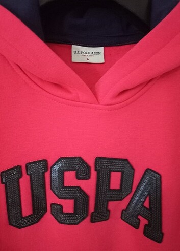 l Beden pembe Renk USPA fuşya Kapişonlu sweatshirt