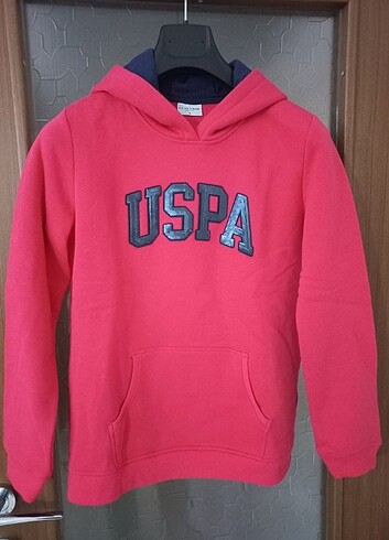 USPA fuşya Kapişonlu sweatshirt