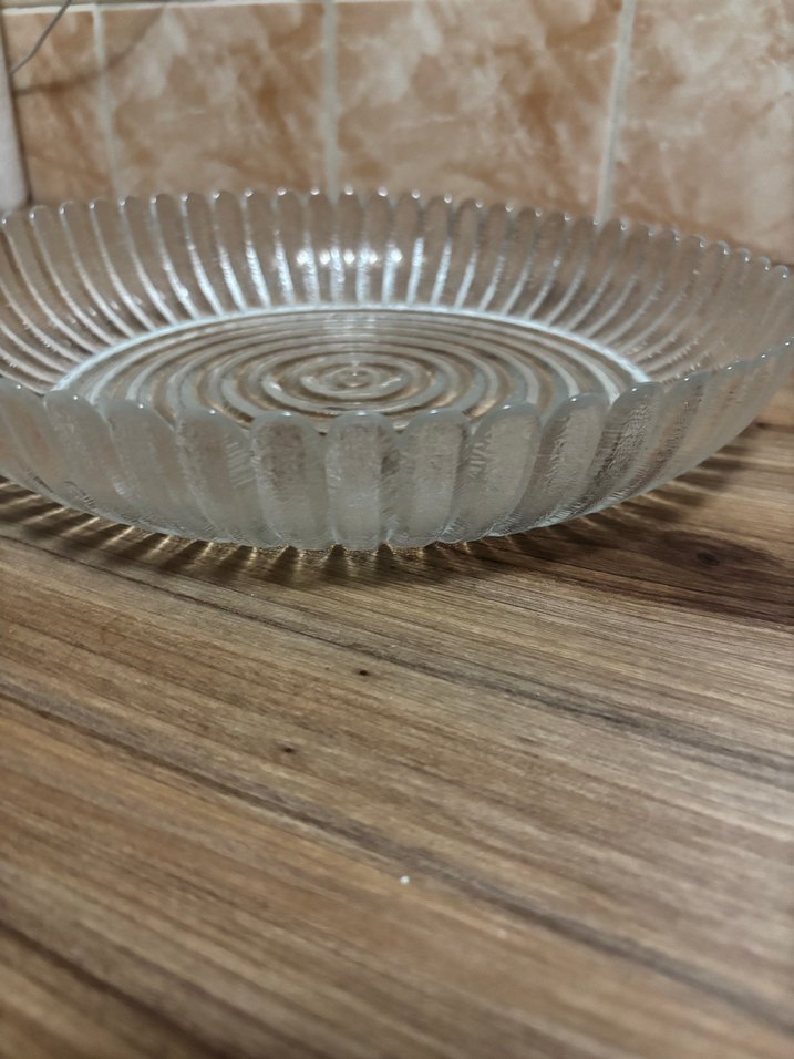 Vintage Tarzı Şeffaf Cam Tabak - Görsel 2