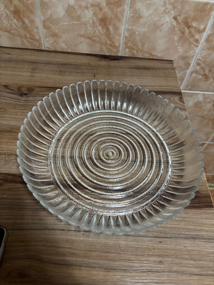 Vintage Tarzı Şeffaf Cam Tabak - Görsel 3