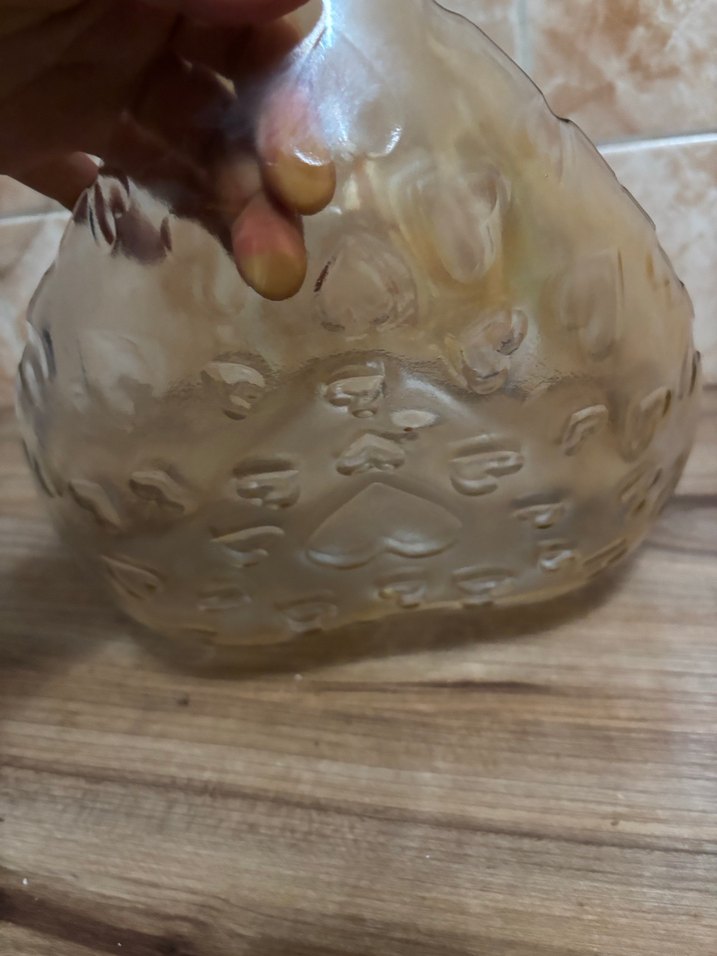 Bej Kalp Şekilli Cam Kase - Görsel 3