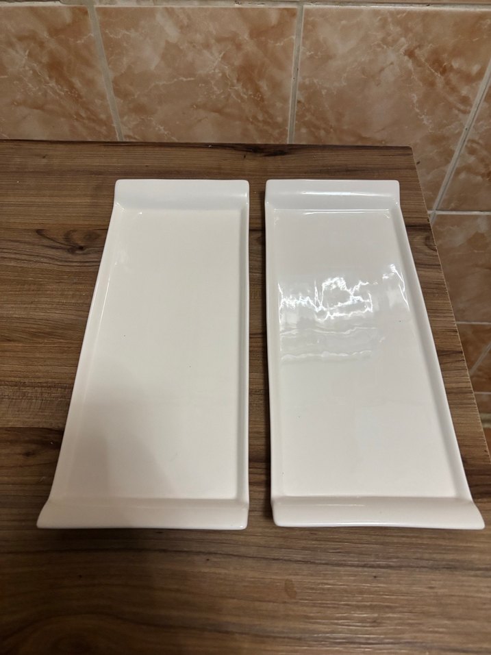 Beyaz Dikdörtgen Tabak Seti - Görsel 3