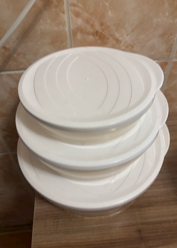 Beyaz Yuvarlak Plastik Saklama Kapları Seti - Görsel 3