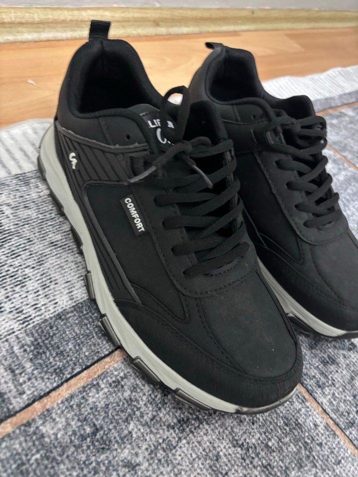 Erkek Siyah Gri Bağcıklı Spor Ayakkabı - Görsel 2