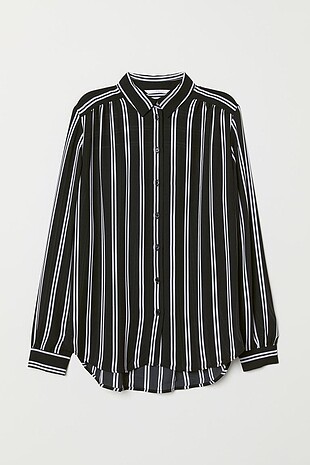 H&M çizgili oversize gömlek