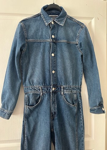Düğmeli Denim Kadın Tulum