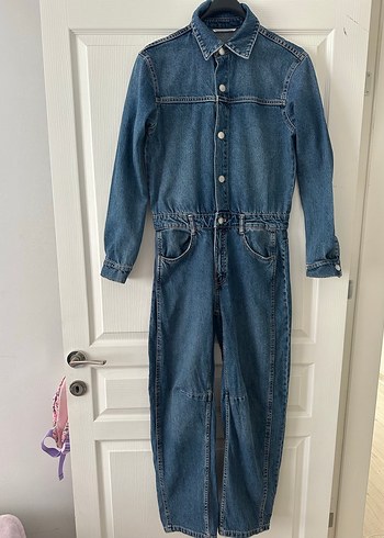 Stradivarius Düğmeli Denim Kadın Tulum