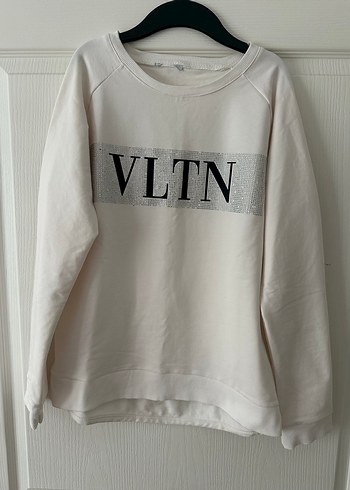 s Beden VLTN Baskılı Beyaz Kadın Sweatshirt