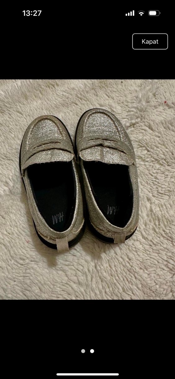 Kız Çocuk Gri Cırtcırtlı Loafer Ayakkabı - Görsel 2