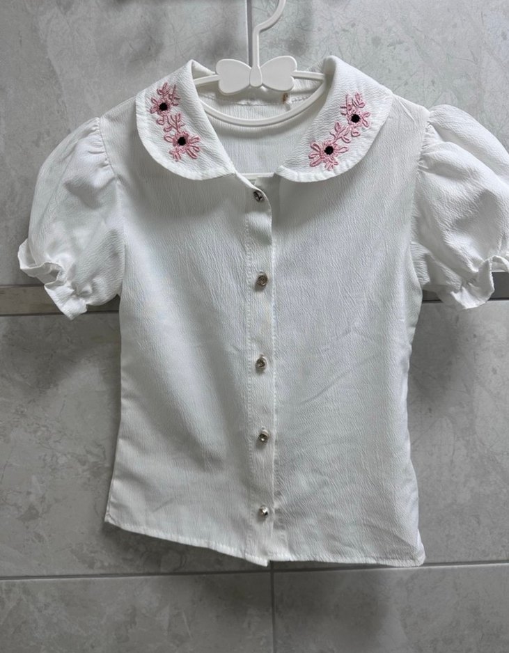 Kız Çocuk Beyaz Dantel Detaylı Sweatshirt - Görsel 2