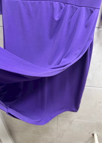 Mor Uzun Kollu Midi Elbise - Görsel 3