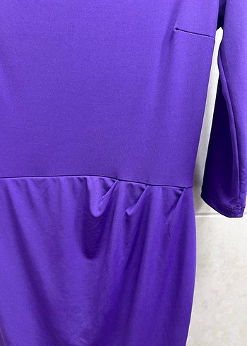 Mor Uzun Kollu Midi Elbise - Görsel 2