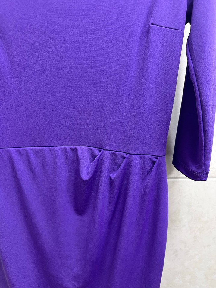Mor Uzun Kollu Midi Elbise - Görsel 2
