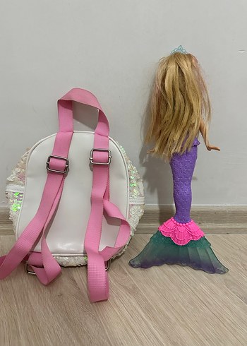 Işıklı Deniz Kızı Bebek ve Sırt Çantası - Görsel 2