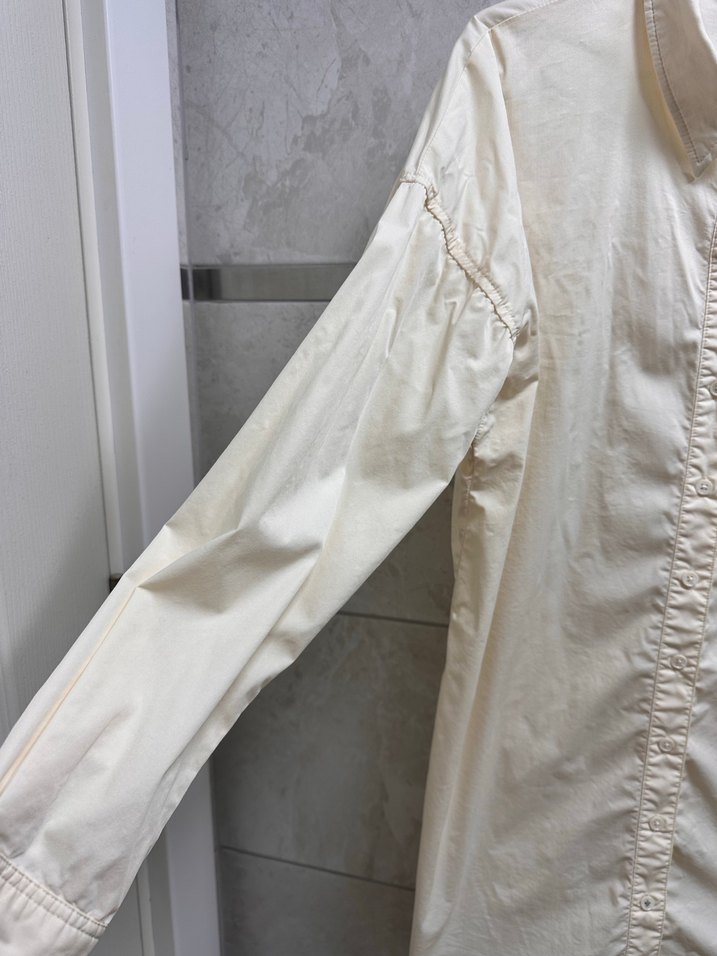 Düğmeli Beyaz Keten Kadın Gömlek - Görsel 4