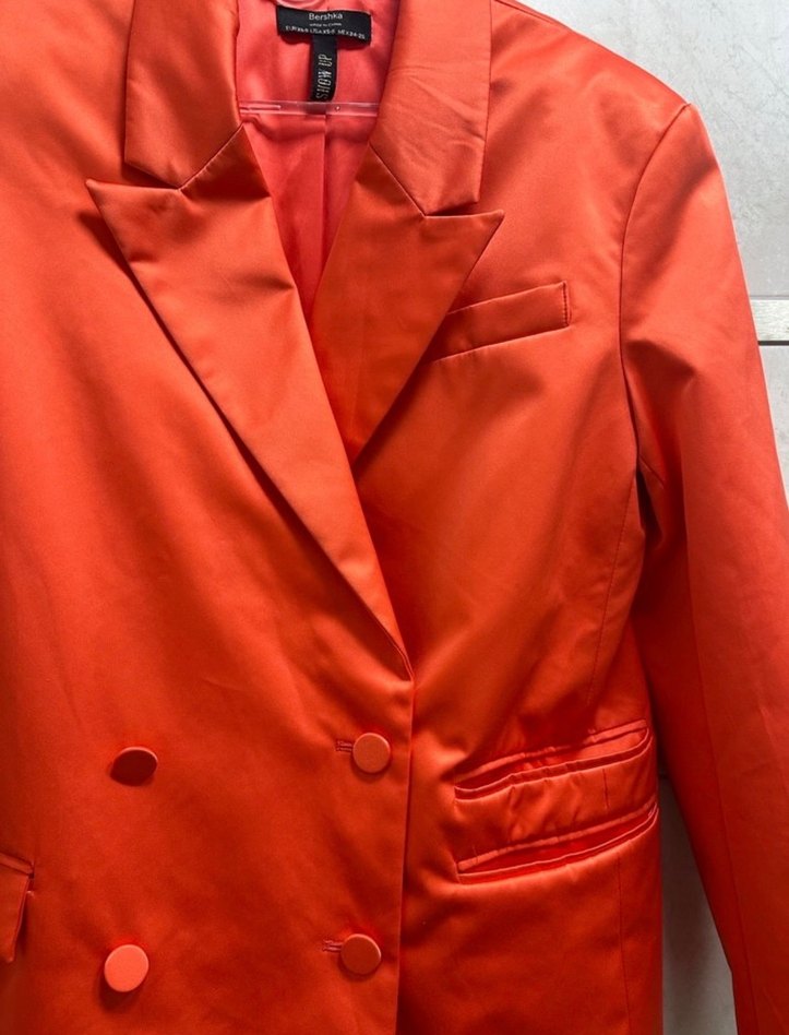 Kadın Kırmızı Parlak Blazer Ceket - Görsel 3