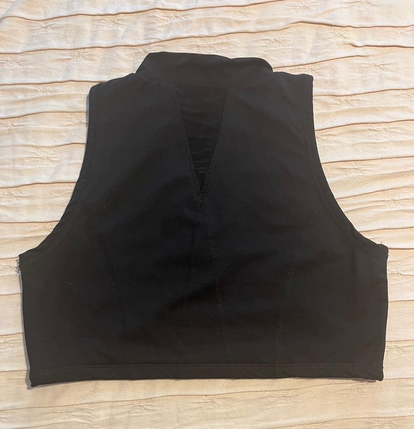 Fermuarlı Siyah Yüksek Yakalı Crop Top - Görsel 5