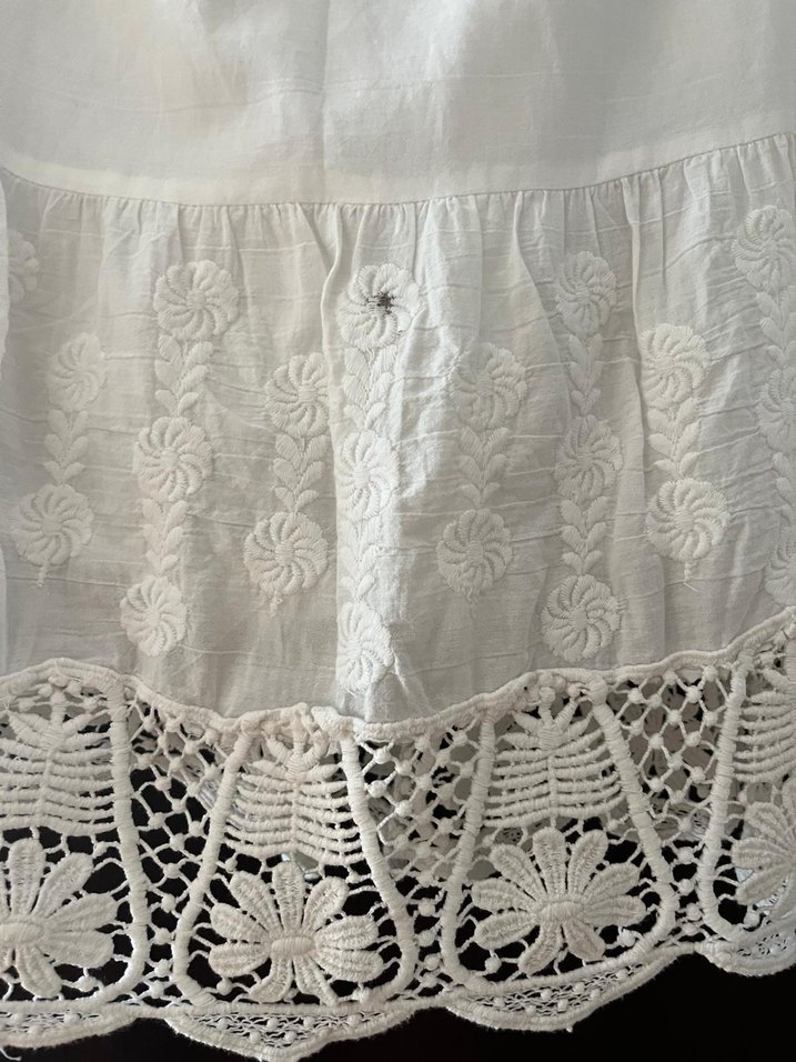 Bershka Dantel Detaylı Bohem Beyaz Midi Etek - Görsel 3