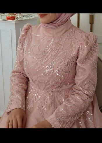 Pudra Pembe Tesettür Abiye - Görsel 2